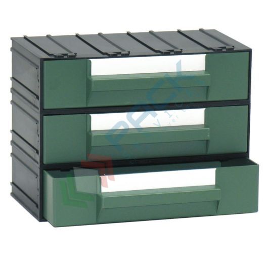 Cassettiera in plastica componibile con 3 cassetti, mis. 225 L x 133 P x 169 H mm, colore verde, Tipologia: Cassettiera Standard, Colore: Verde + Nero, Cassetti nr.: 3, Versione: Formato D vendita, produzione, prezzi e offerte