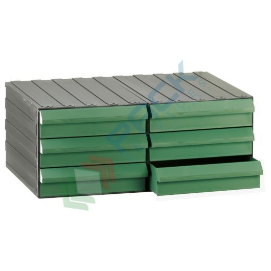 Cassettiera in plastica componibile con 6 cassetti, mis. 562 L x 390 P x 228 H mm, colore verde, Tipologia: Cassettiera Maxi, Cassetti nr.: 6, Versione: Formato H, Colore: Verde + Nero vendita, produzione, prezzi e offerte