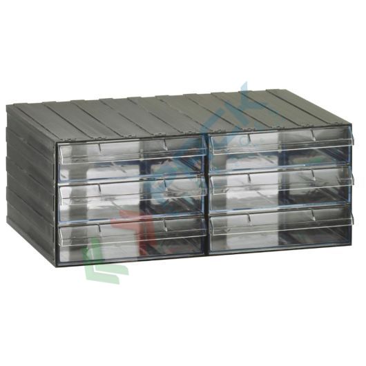Cassettiera in plastica componibile con 6 cassetti, mis. 562 L x 390 P x 228 H mm, colore trasparente, Tipologia: Cassettiera Maxi, Colore: Trasparente + Nero, Cassetti nr.: 6, Versione: Formato H vendita, produzione, prezzi e offerte