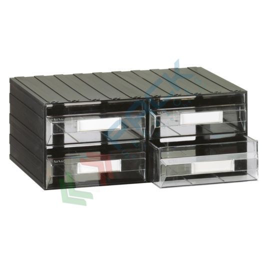 Cassettiera in plastica componibile con 4 cassetti, mis. 562 L x 390 P x 228 H mm, colore trasparente, Tipologia: Cassettiera Maxi, Colore: Trasparente + Nero, Cassetti nr.: 4, Versione: Formato M3 vendita, produzione, prezzi e offerte