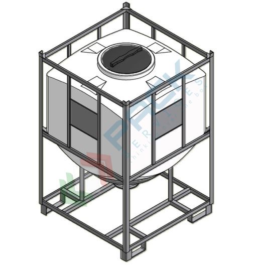 Serbatoio plastica (PE) per alimenti e prodotti chimici, parallelepipedo rettangolare, con struttura, capacità 1000 Lt, Tipologia: Tronco-Conico per Trasporto, Capacità: 1000 Lt, Versione: Per Liquidi e Solidi - Pallettizzato vendita, produzione, prezzi e offerte