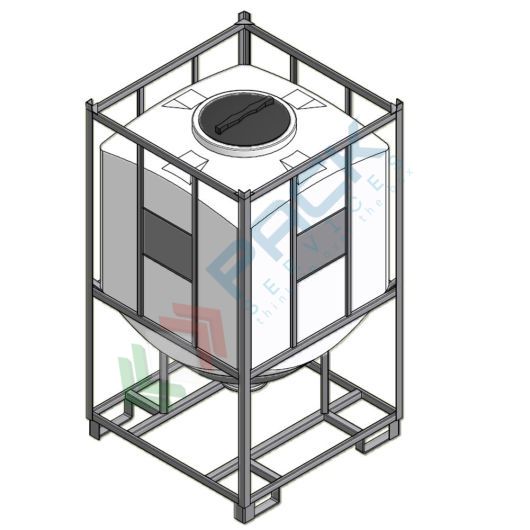 Serbatoio plastica (PE) per alimenti e prodotti chimici, parallelepipedo rettangolare, con struttura, capacità 1300 Lt, Tipologia: Tronco-Conico per Trasporto, Capacità: 1300 Lt, Versione: Per Liquidi e Solidi - Pallettizzato vendita, produzione, prezzi e offerte