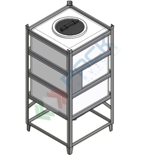 Serbatoio plastica (PE) per alimenti e prodotti chimici, parallelepipedo rettangolare, con struttura, capacità 500 Lt, Tipologia: Tronco-Conico per Trasporto, Capacità: 500 Lt, Versione: Per Liquidi - Pallettizzato vendita, produzione, prezzi e offerte