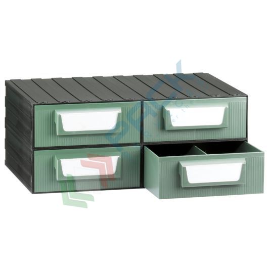 Cassettiera Verde Con 4 Cassetti - Per Ufficio E Casa, 25.9x38.2x29 Cm - Foto 6
