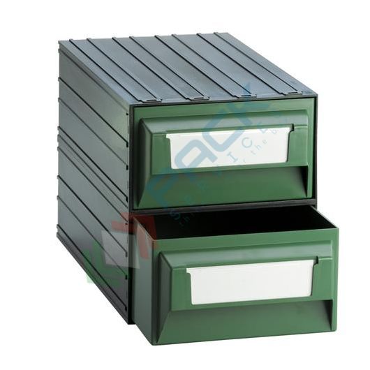Cassettiera in plastica componibile con 2 cassetti, mis. 238 L x 423 P x 262 H mm, colore verde, Tipologia: Cassettiera per Scaffali, Cassetti nr.: 2, Versione: Formato M2, Colore: Verde + Nero vendita, produzione, prezzi e offerte