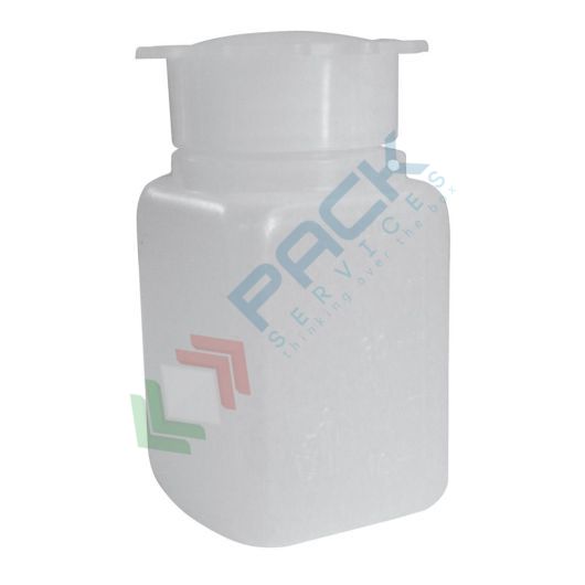 Bottiglia in plastica (PE), rettangolare a collo largo, capacità 50 ml, chiusura con tappo a vite e sottotappo (inclusi), Tipologia: Rettangolare bocca larga (RCL), Capacità: 50 ml, Colore: Neutro vendita, produzione, prezzi e offerte