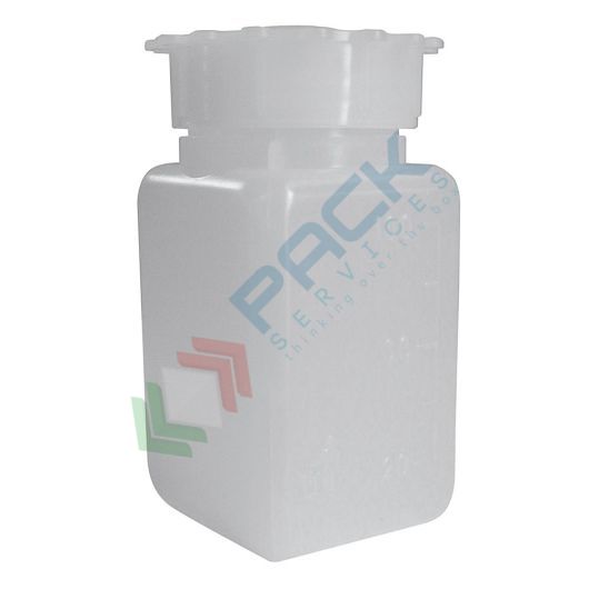 Bottiglia in plastica (PE), rettangolare a collo largo, capacità 100 ml, chiusura con tappo a vite e sottotappo (inclusi), Tipologia: Rettangolare bocca larga (RCL), Capacità: 100 ml, Colore: Neutro vendita, produzione, prezzi e offerte