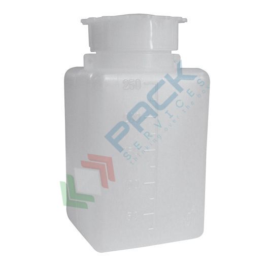 Bottiglia in plastica (PE), rettangolare a collo largo, capacità 250 ml, chiusura con tappo a vite e sottotappo (inclusi), Tipologia: Rettangolare bocca larga (RCL), Capacità: 250 ml, Colore: Neutro vendita, produzione, prezzi e offerte