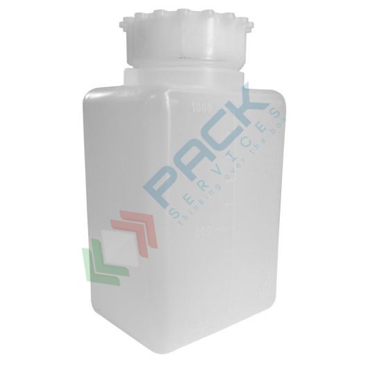 Bottiglia in plastica (PE), rettangolare a collo largo, capacità 1000 ml, chiusura con tappo a vite e sottotappo (inclusi), Tipologia: Rettangolare bocca larga (RCL), Capacità: 1000 ml, Colore: Neutro vendita, produzione, prezzi e offerte