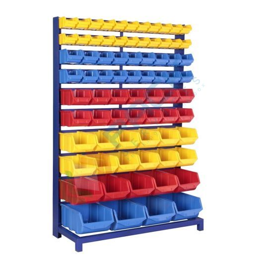 Struttura in metallo con 71 contenitori bocca di lupo, Mis. 1080 L x 470 P x 1600 H mm, con 4 piedi, Tipologia: Struttura, Materiale: Metallo, Base: 4 Piedi, Contenuto: 71 Casse vendita, produzione, prezzi e offerte
