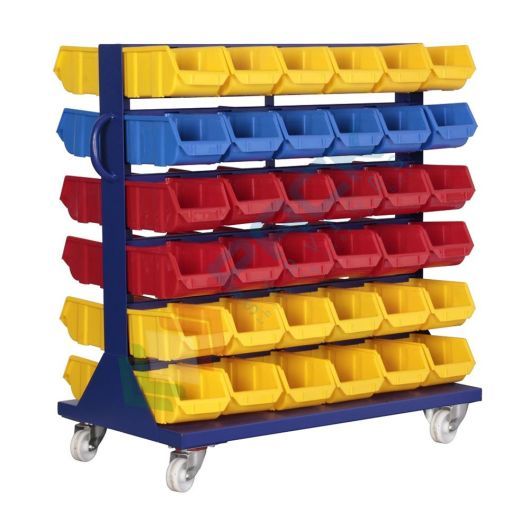 Carrello in metallo con 72 contenitori bocca di lupo, Mis. 900 L x 530 P x 1100 H mm, con 4 ruote, Tipologia: Carrello, Materiale: Metallo, Base: 4 Ruote, Contenuto: 72 Casse vendita, produzione, prezzi e offerte