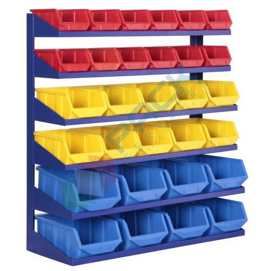 Struttura in metallo con 30 contenitori bocca di lupo, Mis. 900 L x 380 P x 1040 H mm, con appoggio a terra, Tipologia: Struttura, Materiale: Metallo, Base: Appoggio a Terra, Contenuto: 30 Casse vendita, produzione, prezzi e offerte