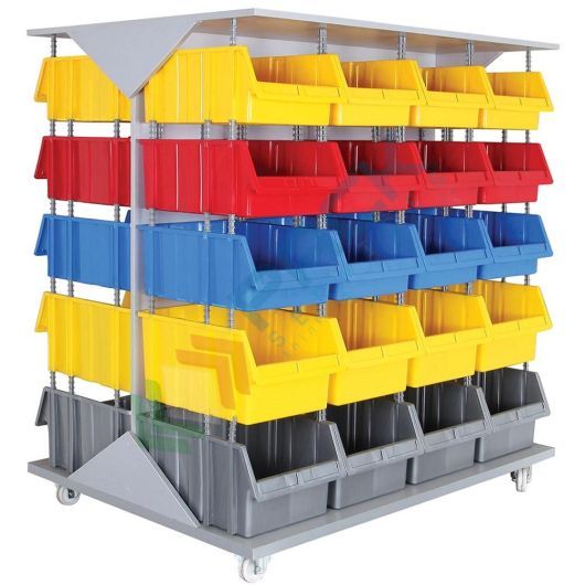 Carrello in legno con 40 contenitori bocca di lupo, Mis. 1400 L x 1040 P x 1600 H mm, con 4 ruote, Tipologia: Carrello, Materiale: Legno, Base: 4 Ruote, Contenuto: 40 Casse vendita, produzione, prezzi e offerte