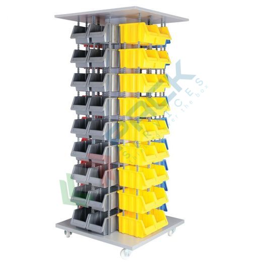 Carrello in legno con 72 contenitori bocca di lupo, Mis. 820 L x 820 P x 1940 H mm, con 4 ruote, Tipologia: Carrello, Cassetti nr.: 72, Versione: Struttura Legno vendita, produzione, prezzi e offerte