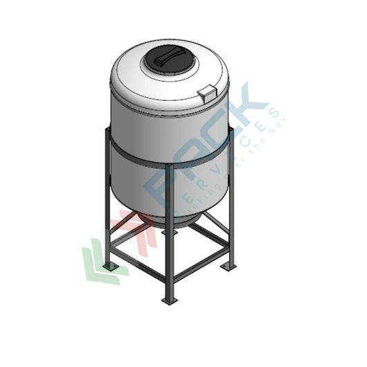 Serbatoio plastica (PE) per alimenti e prodotti chimici, cilindrico verticale, con struttura, capacità 240 Lt, Tipologia: Tronco-Conico per Stoccaggio, Capacità: 240 Lt, Versione: Tipo "S" superficie bombata vendita, produzione, prezzi e offerte