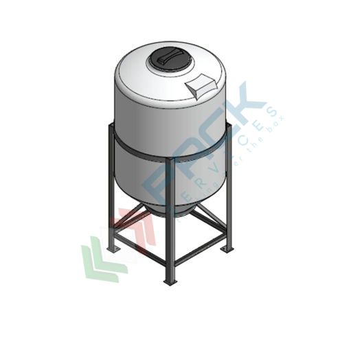 Serbatoio plastica (PE) per alimenti e prodotti chimici, cilindrico verticale, con struttura, capacità 330 Lt, Tipologia: Tronco-Conico per Stoccaggio, Capacità: 330 Lt, Versione: Tipo "S" superficie bombata vendita, produzione, prezzi e offerte