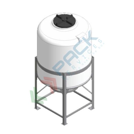 Serbatoio plastica (PE) per alimenti e prodotti chimici, cilindrico verticale, con struttura, capacità 600 Lt, Tipologia: Tronco-Conico per Stoccaggio, Capacità: 600 Lt, Versione: Tipo "S" superficie bombata vendita, produzione, prezzi e offerte