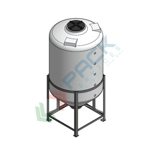 Serbatoio plastica (PE) per alimenti e prodotti chimici, cilindrico verticale, con struttura, capacità 1500 Lt, Tipologia: Tronco-Conico per Stoccaggio, Capacità: 1500 Lt, Versione: Tipo "S" superficie bombata vendita, produzione, prezzi e offerte