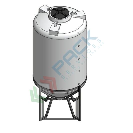 Serbatoio plastica (PE) per alimenti e prodotti chimici, cilindrico verticale, con struttura, capacità 2500 Lt, Tipologia: Tronco-Conico per Stoccaggio, Capacità: 2500 Lt, Versione: Tipo "S" superficie bombata vendita, produzione, prezzi e offerte
