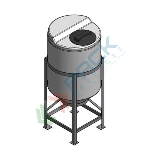 Serbatoio plastica (PE) per alimenti e prodotti chimici, cilindrico verticale, con struttura, capacità 120 Lt, Tipologia: Tronco-Conico per Stoccaggio, Capacità: 120 Lt, Versione: Tipo "M" superficie piana vendita, produzione, prezzi e offerte