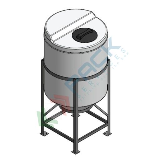 Serbatoio plastica (PE) per alimenti e prodotti chimici, cilindrico verticale, con struttura, capacità 220 Lt, Tipologia: Tronco-Conico per Stoccaggio, Capacità: 220 Lt, Versione: Tipo "M" superficie piana vendita, produzione, prezzi e offerte