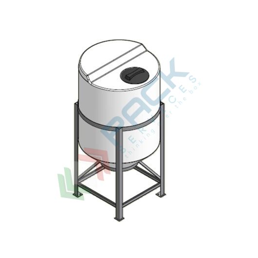 Serbatoio plastica (PE) per alimenti e prodotti chimici, cilindrico verticale, con struttura, capacità 325 Lt, Tipologia: Tronco-Conico per Stoccaggio, Capacità: 325 Lt, Versione: Tipo "M" superficie piana vendita, produzione, prezzi e offerte
