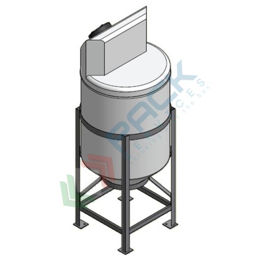 Serbatoio plastica (PE) per alimenti e prodotti chimici, cilindrico verticale, con struttura, capacità 120 Lt, Tipologia: Tronco-Conico per Stoccaggio, Capacità: 120 Lt, Versione: Tipo "E" alzata verticale con coperchio vendita, produzione, prezzi e offerte