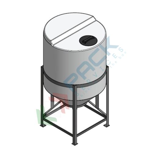 Serbatoio plastica (PE) per alimenti e prodotti chimici, cilindrico verticale, con struttura, capacità 550 Lt, Tipologia: Tronco-Conico per Stoccaggio, Capacità: 550 Lt, Versione: Tipo "M" superficie piana vendita, produzione, prezzi e offerte