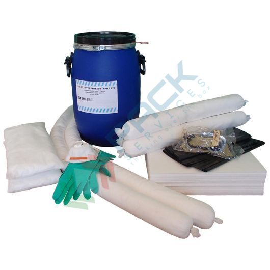 Kit antisversamento per oli ed idrocarburi, capacità assorbente 43 Lt, confezionato in fusto cilindrico in plastica, Tipologia: Fusto, Ideale per: Oli e Idrocarburi, Capacità di Assorbimento (Lt): 43 vendita, produzione, prezzi e offerte