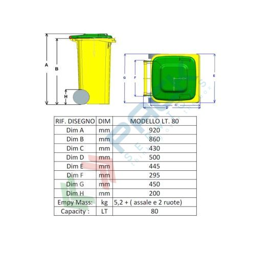Bidone Patumiera Con Pedale 80 Litri Giallo | Polipropilene | Made In Italy | Eco System - Foto 8