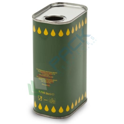 Lattina per olio in banda stagnata, capacità 0,5 Lt, bocca Ø 24 mm, colore verde con gocce gialle (bocchello non incluso), Capacità: 0,500 Lt, Versione: Verde con Gocce Gialle vendita, produzione, prezzi e offerte