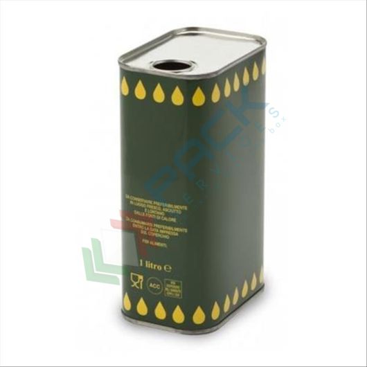 Lattina per olio in banda stagnata, capacità 1 Lt, bocca Ø 32 mm, colore verde con gocce gialle (bocchello non incluso), Capacità: 1 Lt, Versione: Verde con Gocce Gialle vendita, produzione, prezzi e offerte