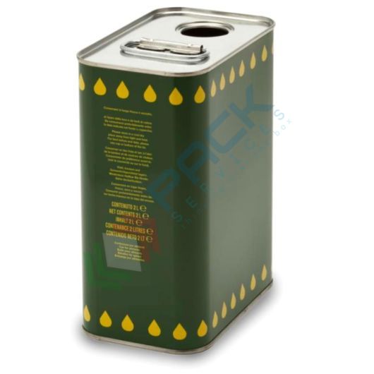 Lattina per olio in banda stagnata, capacità 2 Lt, bocca Ø 32 mm, colore verde con gocce gialle (bocchello non incluso), Capacità: 2 Lt, Versione: Verde con Gocce Gialle vendita, produzione, prezzi e offerte