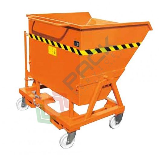 Benna ribaltabile con ruote, in acciaio, capacità 400 Lt, svuotamento manuale e con muletto, arancio RAL 2004, Tipologia: Scarico Manuale o con Muletto, Capacità: 400 Lt, Base: 4 Ruote, Pareti: Chiuse vendita, produzione, prezzi e offerte