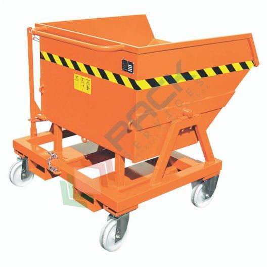 Benna ribaltabile con ruote, in acciaio, capacità 438 Lt, svuotamento manuale e con muletto, arancio RAL 2004, Tipologia: Scarico Manuale o con Muletto, Capacità: 438 Lt, Base: 4 Ruote, Pareti: Chiuse vendita, produzione, prezzi e offerte