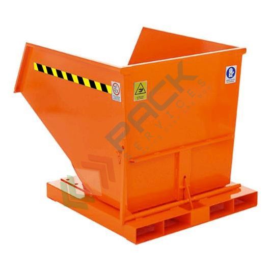 Benna ribaltabile senza ruote, in acciaio, capacità 1320 Lt, svuotamento con muletto, arancio RAL 2004, Tipologia: Scarico con Muletto, Capacità: 1350 Lt, Base: Senza Ruote, Pareti: Chiuse vendita, produzione, prezzi e offerte
