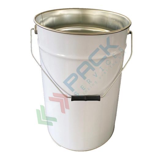Secchio in metallo conico 23,4 Lt, Mis. Ø sup. 292 x Ø inf. 275 x 380 H mm, omologato ONU per liquidi, con manico, interno grezzo, Tipologia: Secchio Conico, Capacità: 23,4 Lt, Colore Esterno / Interno: Bianco / Grezzo vendita, produzione, prezzi e offerte