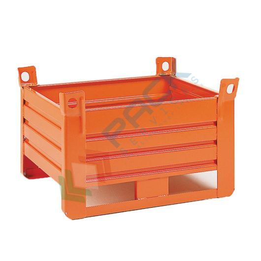Contenitore metallico industriale in lamiera, 2 slitte lato lungo, Mis. 1200 L x 1000 P x 910 H mm, arancio RAL 2004, Tipologia: 2 Slitte Lato Lungo, Mis. Base (cm): 100 x 120, Altezza (cm): 91, Ante nr.: Nessuna, Portata (Kg): 1500 vendita, produzione, prezzi e offerte