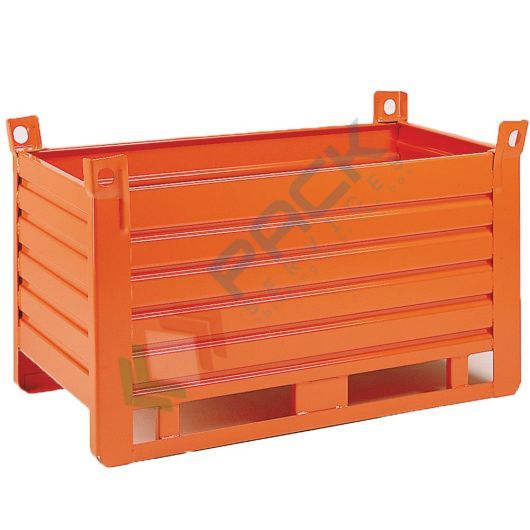 Contenitore metallico industriale in lamiera, 2 slitte lato lungo, Mis. 1500 L x 1000 P x 910 H mm, arancio RAL 2004, Tipologia: In Lamiera, Base: 2 Slitte Lato Lungo, Mis. Base (cm): 100 x 150, Altezza (cm): 91, Versione: Standard, Portata (Kg): 1500 vendita, produzione, prezzi e offerte
