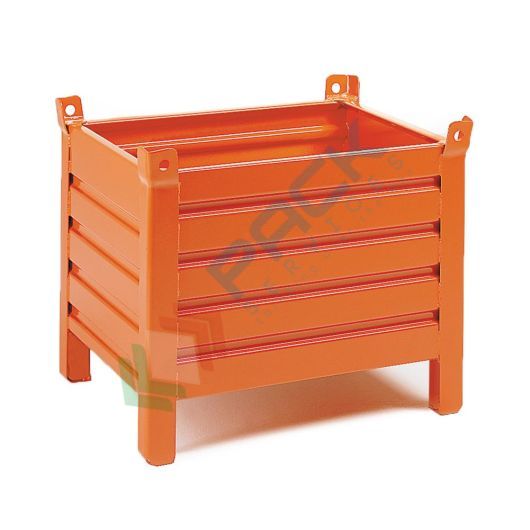 Contenitore metallico industriale in lamiera, 4 piedi, Mis. 800 L x 500 P x 695 H mm, arancio RAL 2004, Tipologia: 4 Piedi, Mis. Base (cm): 50 x 80, Altezza (cm): 69,5, Ante nr.: Nessuna, Portata (Kg): 600 vendita, produzione, prezzi e offerte