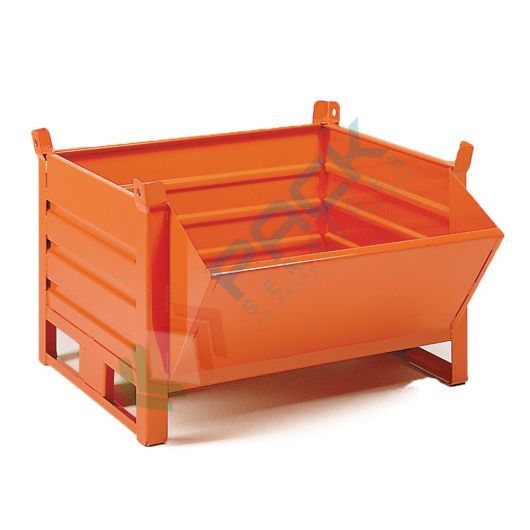 Contenitore metallico industriale in lamiera, bocca di lupo, 2 slitte lato corto, Mis. 1000 L x 800 P x 695 H mm, arancio RAL 2004, Tipologia: 2 Slitte Lato Corto, Mis. Base (cm): 80 x 100, Altezza (cm): 69,5 vendita, produzione, prezzi e offerte