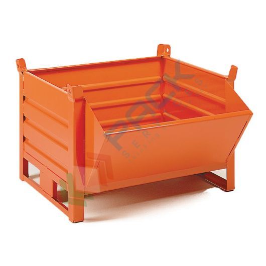 Contenitore metallico industriale in lamiera, bocca di lupo, 2 slitte lato corto, Mis. 1000 L x 800 P x 845 H mm, arancio RAL 2004, Tipologia: Bocca di Lupo, Base: 2 Slitte Lato Corto, Mis. Base (cm): 80 x 100, Altezza (cm): 84,5, Versione: Standard, Portata (Kg): 1000 vendita, produzione, prezzi e offerte