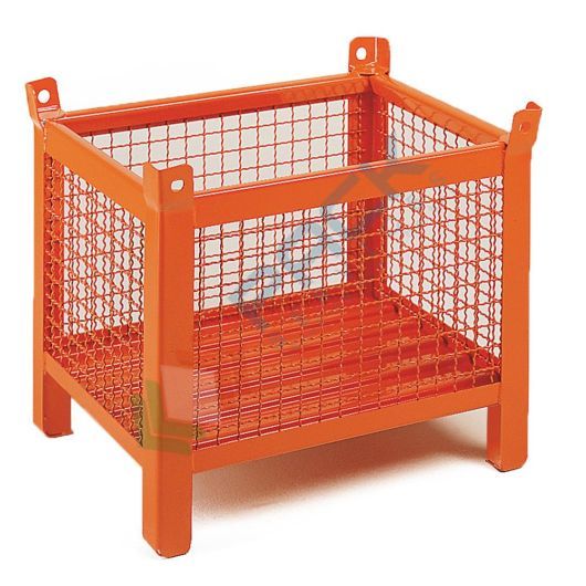 Contenitore metallico industriale in rete, 4 piedi, Mis. 1200 L x 800 P x 845 H mm, arancio RAL 2004, Tipologia: 4 Piedi, Mis. Base (cm): 80 x 120, Altezza (cm): 84,5, Ante nr.: Nessuna, Portata (Kg): 800 vendita, produzione, prezzi e offerte