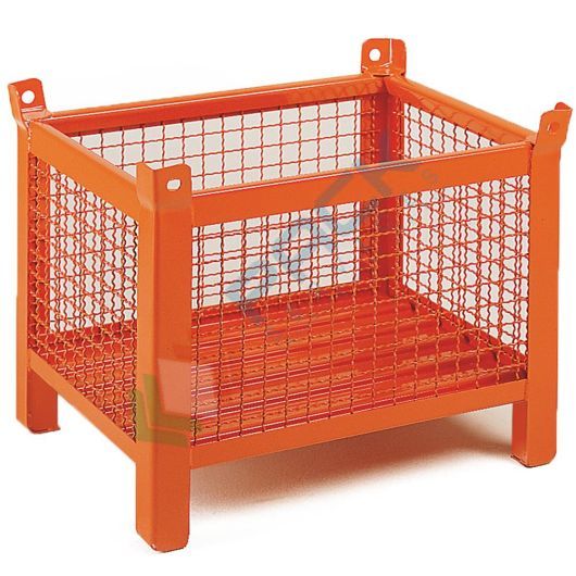 Contenitore metallico industriale in rete, 4 piedi, Mis. 1500 L x 800 P x 845 H mm, arancio RAL 2004, Tipologia: 4 Piedi, Mis. Base (cm): 80 x 150, Altezza (cm): 84,5, Ante nr.: Nessuna, Portata (Kg): 800 vendita, produzione, prezzi e offerte
