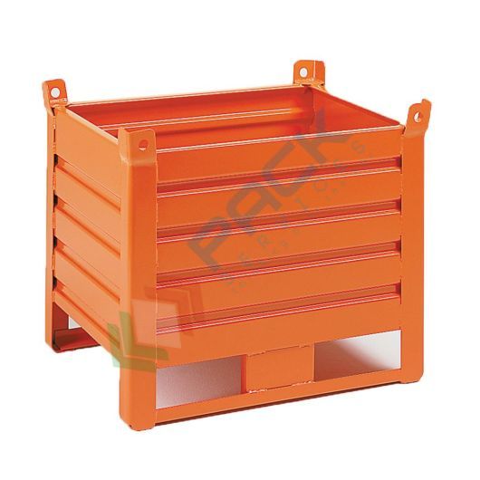 Contenitore metallico industriale in lamiera, 2 slitte lato lungo, Mis. 800 L x 600 P x 605 H mm, arancio RAL 2004, Tipologia: 2 Slitte Lato Lungo, Mis. Base (cm): 60 x 80, Altezza (cm): 60,5, Ante nr.: Nessuna, Portata (Kg): 800 vendita, produzione, prezzi e offerte