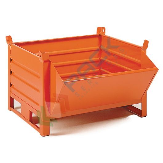 Contenitore metallico industriale in lamiera, bocca di lupo, 2 slitte lato corto, Mis. 1200 L x 800 P x 845 H mm, arancio RAL 2004, Tipologia: 2 Slitte Lato Corto, Mis. Base (cm): 80 x 120, Altezza (cm): 84,5 vendita, produzione, prezzi e offerte