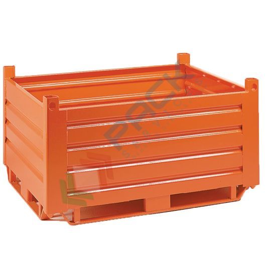 Contenitore metallico industriale in lamiera, 4 slitte in piatto, Mis. 1450 L x 1100 P x 780 H mm, arancio RAL 2004, Tipologia: 4 Slitte in Piatto, Mis. Base (cm): 110 x 145, Altezza (cm): 78, Ante nr.: Nessuna, Portata (Kg): 2000 vendita, produzione, prezzi e offerte