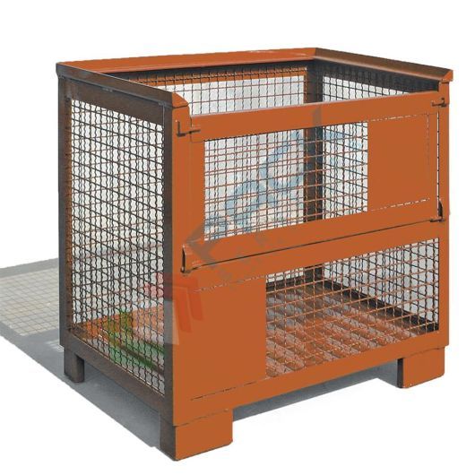 Contenitore metallico industriale in rete, 4 piedi, Mis. 1225 L x 820 P x 930 H mm, anta apribile, arancio RAL 2004, Tipologia: 4 Piedi Gitterbox, Mis. Base (cm): 82 x 122,5, Altezza (cm): 93, Ante nr.: 1 Apribile, Portata (Kg): 1000 vendita, produzione, prezzi e offerte