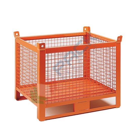 Contenitore metallico industriale in rete, 2 slitte lato lungo, Mis. 1200 L x 800 P x 595 H mm, portata 1000 Kg, arancio RAL 2004, Tipologia: In Rete, Base: 2 Slitte Lato Lungo, Mis. Base (cm): 80 x 120, Altezza (cm): 59,5, Versione: Standard, Portata (Kg): 1000 vendita, produzione, prezzi e offerte