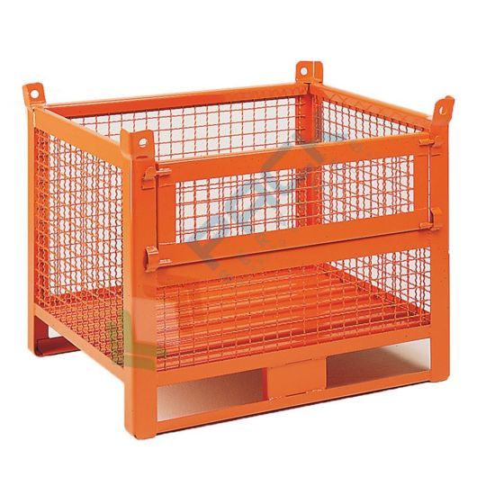 Contenitore metallico industriale in rete, 2 slitte lato lungo, Mis. 1500 L x 1000 P x 995 H mm, anta apribile, arancio RAL 2004, Tipologia: In Rete, Base: 2 Slitte Lato Lungo, Mis. Base (cm): 100 x 150, Altezza (cm): 99,5, Versione: 1 Anta Apribile, Portata (Kg): 1000, 3 image vendita, produzione, prezzi e offerte